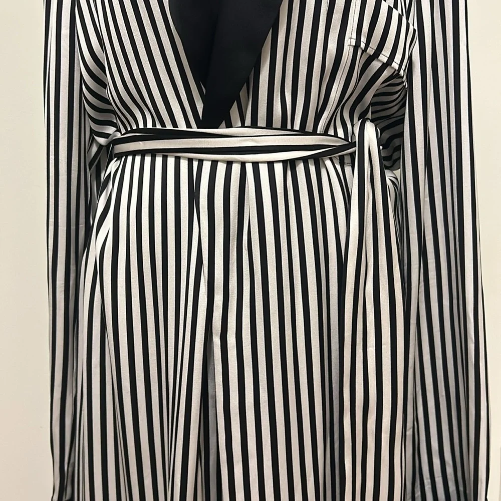 Ralph Lauren $2890 Purple Label Black and White Stripe Kalpita Coat Size 10 - Picture 7 of 15